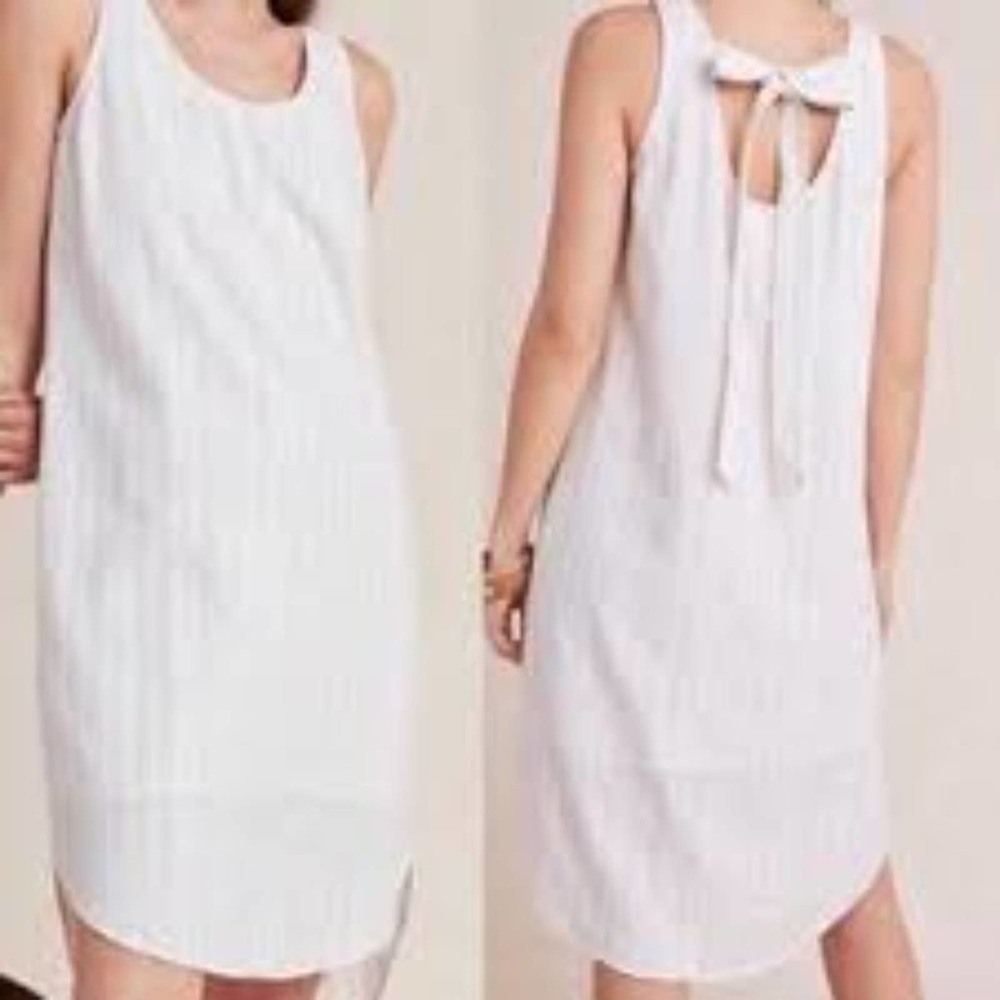 cloth & stone White Sleeveless Midi Shift Dress with Back Tie Detail